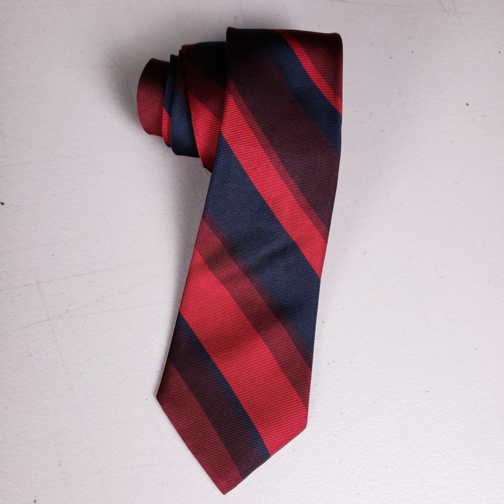 Harold's x'Andrini Vintage Silk Tie Red Navy Striped Classic Menswear Italy